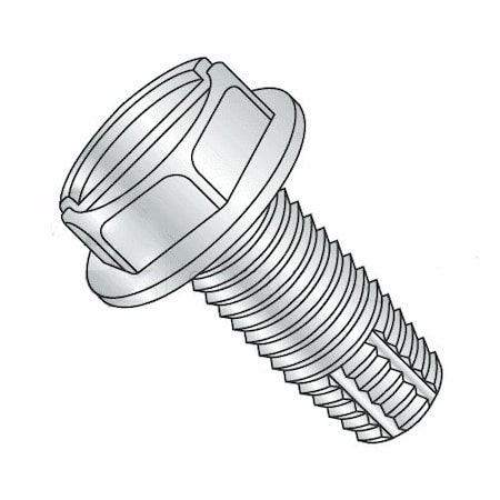 Newport Fasteners Thread Cutting Screw, 1/4"-20 x 3/8 in, Zinc Plated Steel Hex Head Slotted Drive, 4000 PK 195897-4000